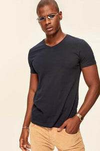 Presser Navy V Neck Cotton T-Shirt - AG Warehouse