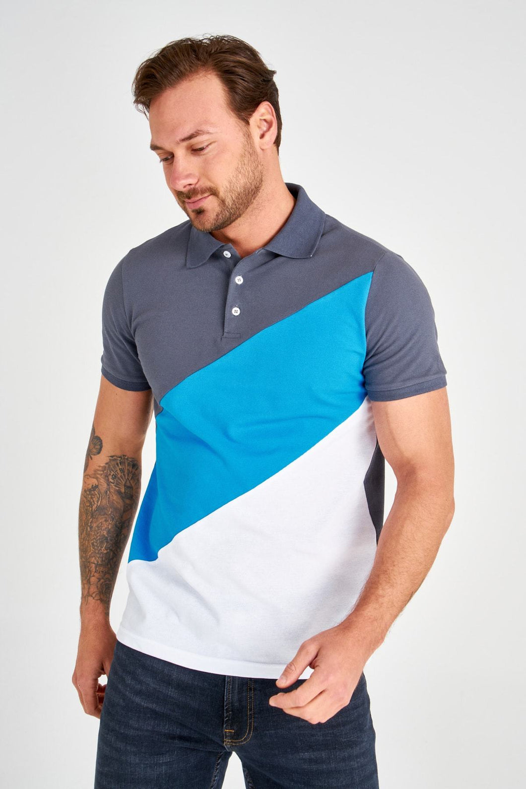 Panelled Polo T-shirt - AG Warehouse