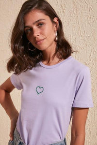 Heart Embroidered T-Shirt - AG Warehouse