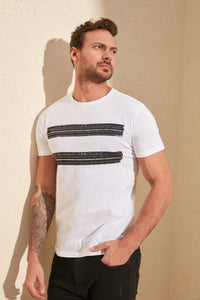 Double Stripe Printed T-Shirt - AG Warehouse